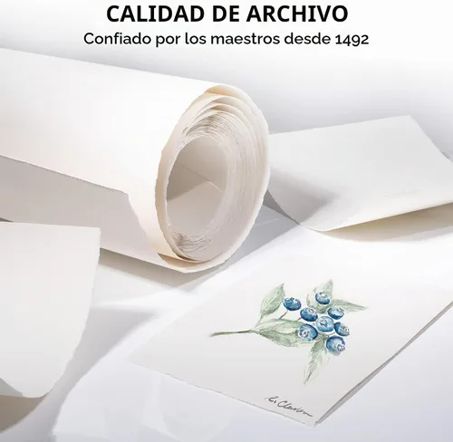 Vista 5 de Arches Arches - Rollo de papel de acuarela de 44.5 pulgadas x 10 yardas, papel blanco natural 100% algodón, rollo de papel de acuarela de prensa