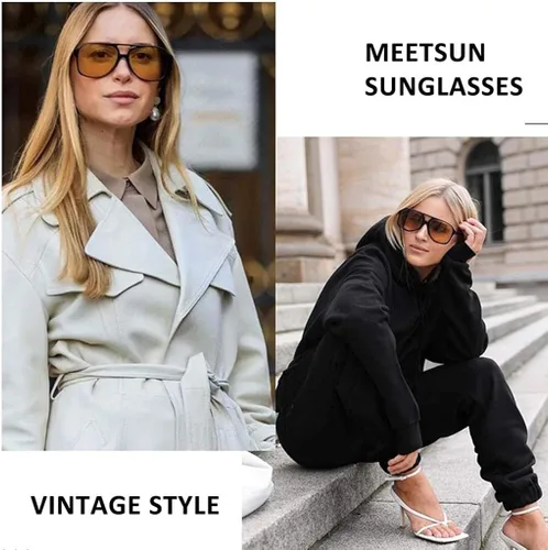 Vista 3 de TIANYESY Gafas de sol clásicas vintage estilo aviador para mujeres y hombres, montura grande retro de los años 70