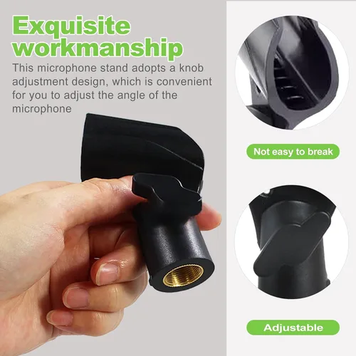 Vista 3 de Juego de 2 clips de micrófono ajustables universales, soporte de micrófono con adaptador de tornillo de 5/8 a 3/8 pulgadas para soporte, clips