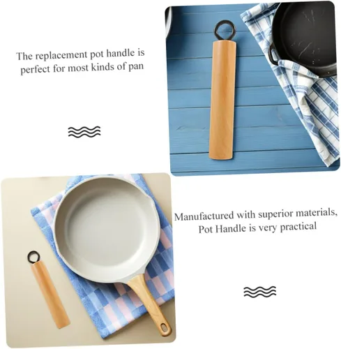 Vista 3 de Mikinona Wok Mango Wok Accesorios Mango Desmontable Utensilios de Cocina de Repuesto de Olla de Repuesto de Mango de Madera Universal Utensilios