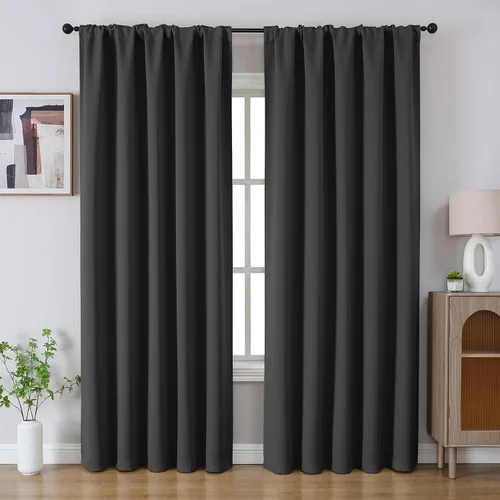 Vista 8 de CUCRAF Cortinas Opacas Beige de 45 Pulgadas, con Aislamiento Térmico Reductor de Ruido con Bolsillo para Barra, Cortinas de Ventana para Dormitorio