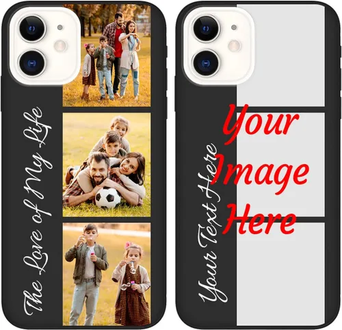Vista 8 de Funda de teléfono con foto personalizada para iPhone 12, imagen/texto personalizado, funda negra suave delgada, regalo único de nicho para parejas