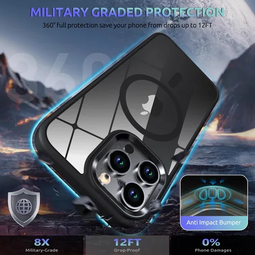 Vista 3 de Funda magnética para iPhone 12 Pro Max, compatible con MagSafe, [protección contra caídas de grado militar] TPU suave y transparente para iPhone 12