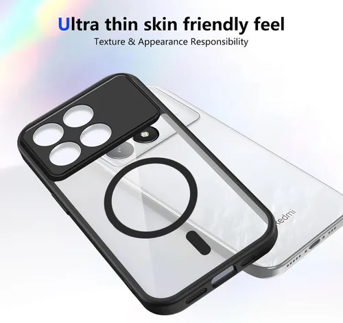 Vista 394 de Funda magnética transparente compatible con Xiaomi 17T, color negro 2 en 1 PC + TPU cubierta de teléfono a prueba de golpes, carcasa protectora