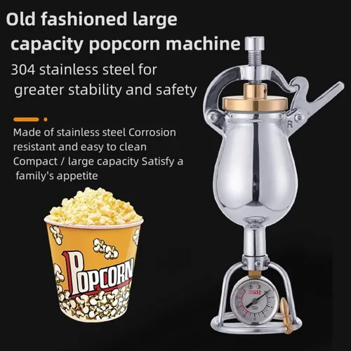 Vista 4 de Mini máquina para hacer palomitas de maíz con nostalgia retro, máquina de palomitas de maíz, pequeño amplificador de pellets de acero inoxidable