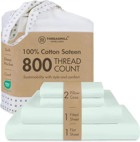 Vista 30 de Threadmill Sábanas para Cama Individual – 800 Número de Hilos Jacquard Celine Gris Oscuro, 100% Algodón Natural Juego de Cama de 3 Piezas a Rayas