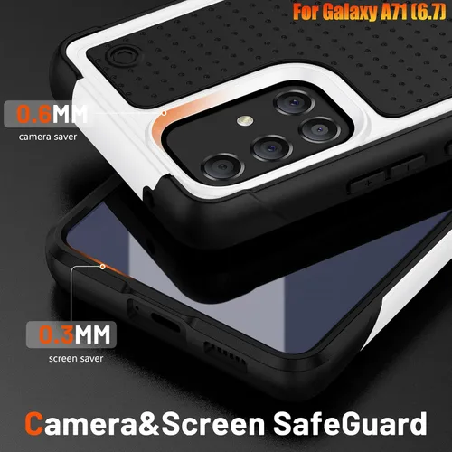 Vista 4 de Funda resistente para Samsung Galaxy A71 (5G) de 6.7 pulgadas, 4 esquinas con bolsas de aire [protección contra caídas de 12 pies], agarre