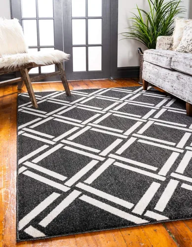 Vista 15 de Unique Loom Trellis Collection - Alfombra geométrica moderna azul marino (9 pies x 12 pies)