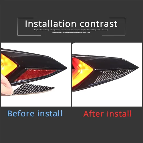 Vista 2 de Daeiclru Adhesivo triangular de fibra de carbono real para luz trasera trasera compatible con Chevrolet Corvette C8 2020-2023, accesorios de moldura
