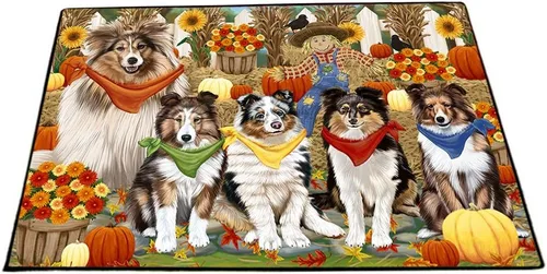 Vista 23 de Doggie of the Day Shetland Sheepdogs Floor Mat - Carnival Kissing Booth - Best Dog Doormat - Protector Decor - Unique Portrait Art - Premium Quality