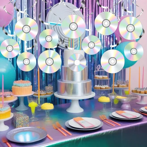 Vista 6 de Decoraciones de remolinos colgantes para fiestas de los años 90, decoraciones retro para fiestas musicales de los años 90, decoraciones de fiesta