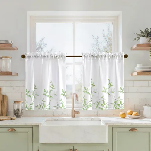 Vista 21 de HOMEIDEAS Cortinas traslúcidas de privacidad gris claro y blanco, 52 x 96 Hojas-gris claro