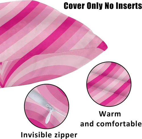 Vista 3 de Juego de 2 fundas de almohada decorativas con forma de corazón rosa de 18 x 18 pulgadas, fundas de almohada cuadradas suaves y decorativas