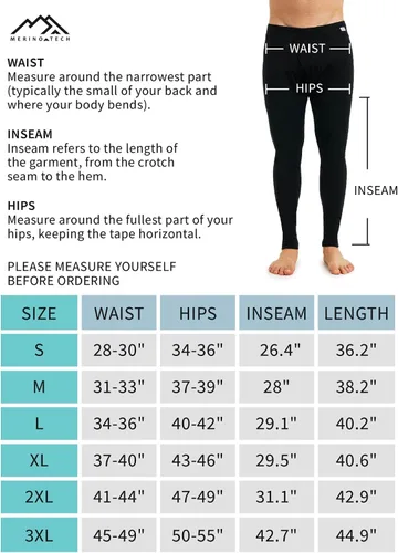 Vista 6 de Pantalones de capa base de lana merina para hombre, 100% lana merina, ligeros, ropa interior térmica de peso medio, pantalones largos + calcetines