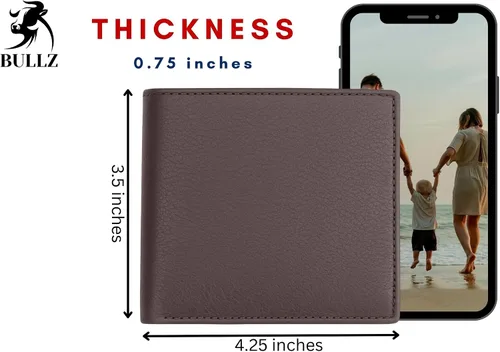 Vista 28 de Bullz RFID bloqueo de señal de protección contra robo de cuero grande grueso de seguridad para hombre cartera, Negro