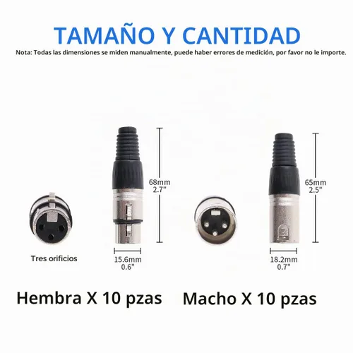 Vista 2 de Glarks Paquete de 20 conectores XLR de 3 pines macho/hembra, micrófono de audio, conector de enchufe de audio, carcasa plateada negra