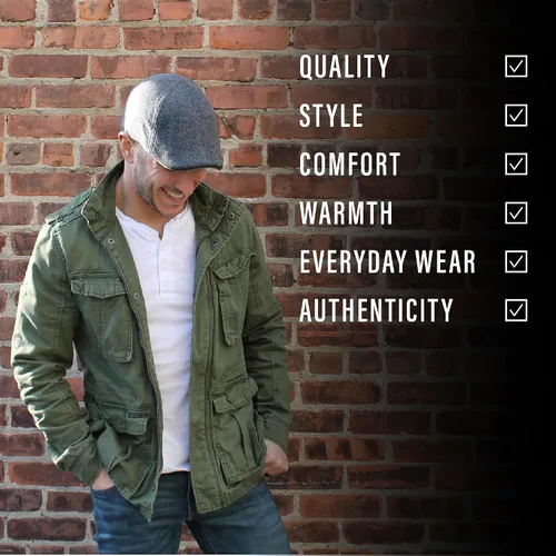Vista 4 de The Original Boston Scally Gorra The Scrapper Newsboy Gorra plana 6 paneles de algodón ajustado para hombre Carbón