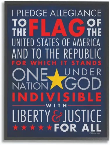 Vista 5 de The Kids Room by Stupell The Pledge of Allegiance - Placa de pared de arte textual, 11 x 0.5 x 15, fabricada con orgullo en Estados Unidos