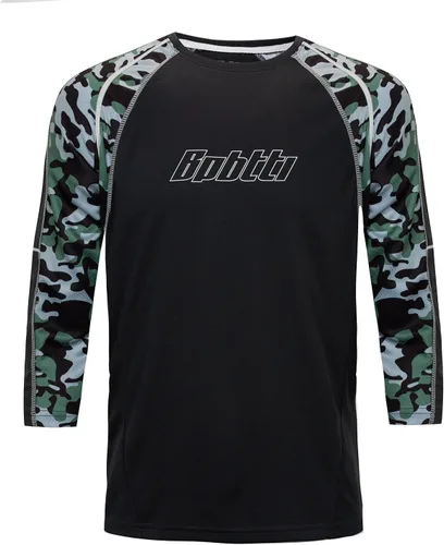 Vista 2 de Camiseta de ciclismo de montaña para hombre, manga 34, Downhill MTB, ajuste holgado, camiseta de ciclismo UPF UPF50+, Gris