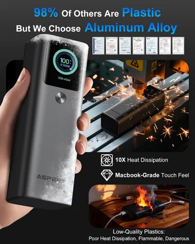 Vista 6 de AsperX Banco del poder del ordenador portátil, 165W 20,000mAh retractable Gris