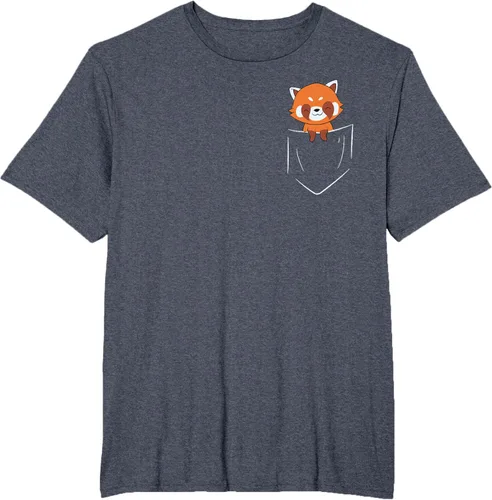 Vista 69 de Funny Red Panda In Pocket - Camiseta con bolsillo, Negro, S