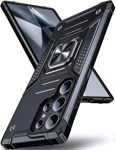 Vista 119 de DASFOND Diseñada para funda Galaxy S8 con soporte, anillo metálico giratorio mejorado de 360°, soporte kickstand de grado militar, resistente a