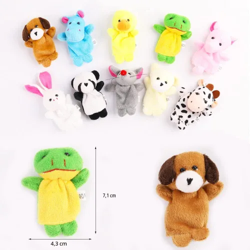 Vista 2 de Juego de 10 Marionetas de Dedo - Juguetes de Marionetas de Dedo de Animales de Felpa Suave para Niños, Surtido de Mini Figuras de Peluche para Niños