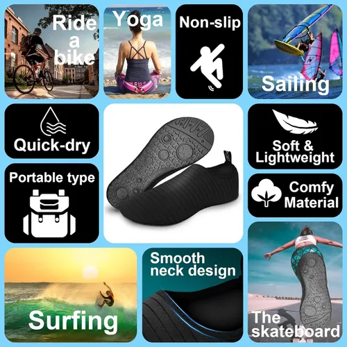 Vista 2 de NUPELL Zapatos de agua descalzos de secado rápido, calcetines acuáticos sin cordones para hombre y mujer, para playa, natación, surf, yoga