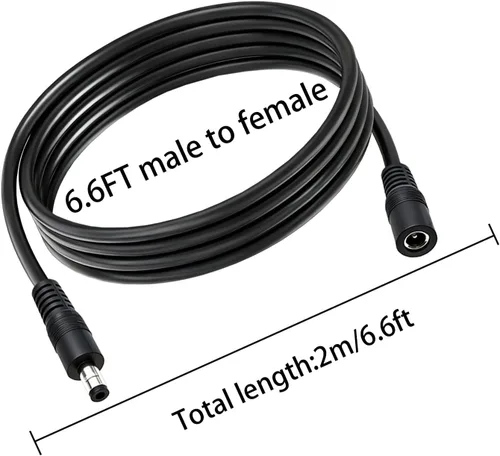 Vista 4 de Cable de extensión de alimentación de 14 AWG CC de 0.217 in x 0.098 in macho a hembra, cable de alimentación CC de alta corriente de 12 V/24 V