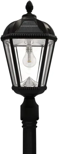 Vista 9 de Gama Sonic Lámpara solar para exteriores, aluminio fundido negro y paneles de vidrio biselado, bombilla real de 10 años, LED blanco cálido
