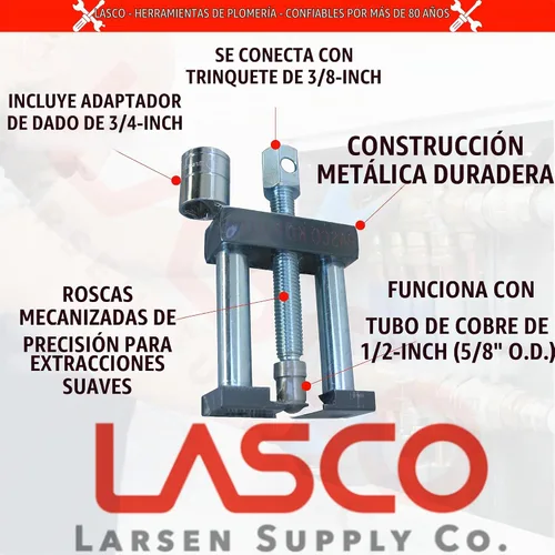 Vista 2 de LASCO 13-2708 Extractor de manguito de compresión para tubo de cobre de 1/2 pulgada (5/8 OD)