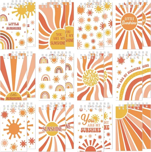 Vista 7 de Cholemy 24 cuadernos bohemios para el sol, a granel, hippie, groovy, bohemio, para el sol, cuadernos de bolsillo hippie para fiesta de cumpleaños