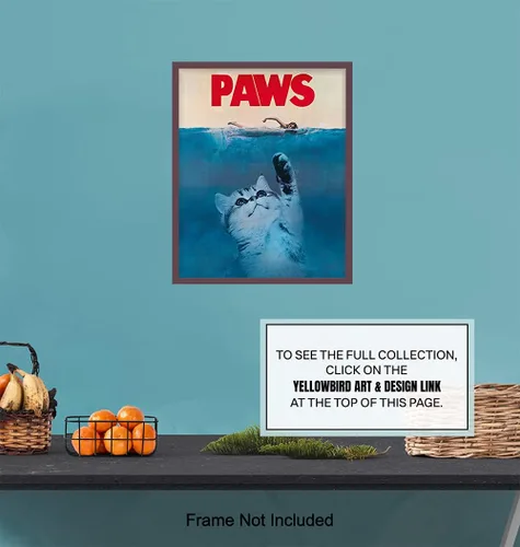 Vista 7 de Arte y decoración de pared de gatos, regalos divertidos para amantes de los gatos para mujeres, bonito póster de gatito de 8 x 10 pulgadas