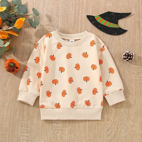 Vista 6 de Sudadera de calabaza para bebé, niña, niño, Halloween, sudadera de gran tamaño, mameluco de burbujas, suéter