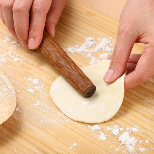Vista 5 de Rodillo de madera para hornear largo con soporte de palillos para fondant, corteza de pastel, galletas, pastelería, 2 uds