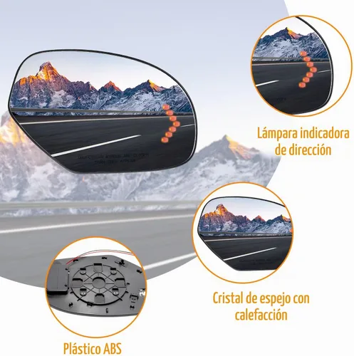 Vista 6 de Saihisday Espejo calefactable lateral izquierdo y derecho con señal de giro LED 2007-2014, repuesto para Cadillac Escaladeb Chevy Avalanche GMC
