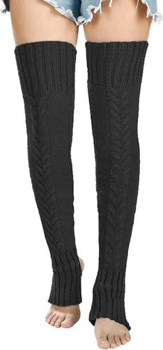 Vista 2 de SherryDC Women's Cable Knit Leg Warmers Thigh High Socks Over Knee High Boot Stockings
