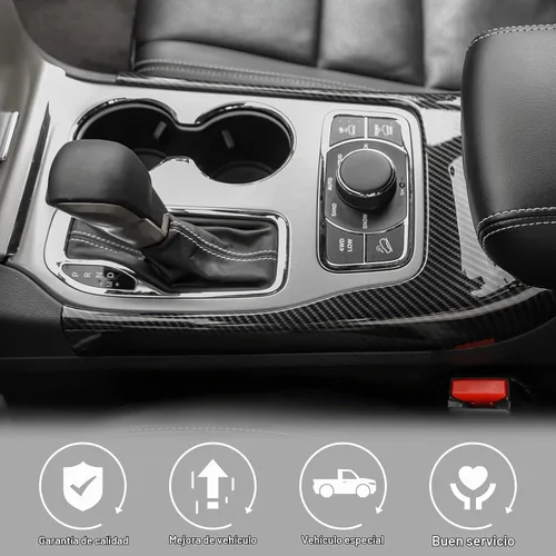 Vista 4 de Jimen Compatible con Jeep Grand Cherokee 2014-2020, Cubierta de Superposición para Cambio de Marchas (Fibra de Carbono)