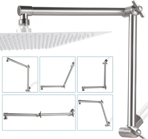 Vista 11 de G-Promise Brazo de Extensión para Cabezal de Ducha de 13 Pulgadas, Extensor de Latón Macizo Ajustable en Altura y Ángulo, Eleva o Baja la Ducha