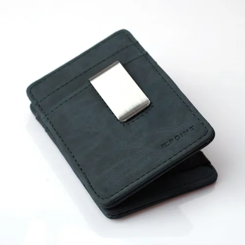 Vista 3 de Epoint Tarjetero de cuero para tarjetas de visita de piel, Gris pizarra oscura-ECM07A04, Cartera de viaje