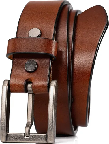 Vista 7 de WOLFANT Cinturones de cuero granulado resistentes para hombre de grano completo, 100% cuero italiano sólido real