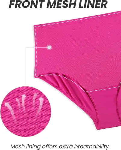 Vista 6 de CRZ YOGA Parte inferior de bikini de cintura alta para mujer, con control de abdomen, cobertura completa