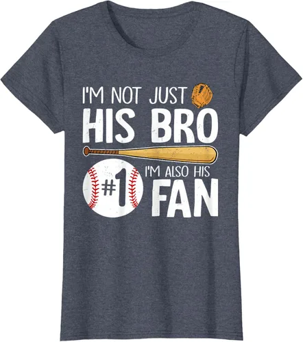 Vista 70 de Camiseta Baseball Brother I'm Not Just His Bro I'm His Number One Fan, Negro