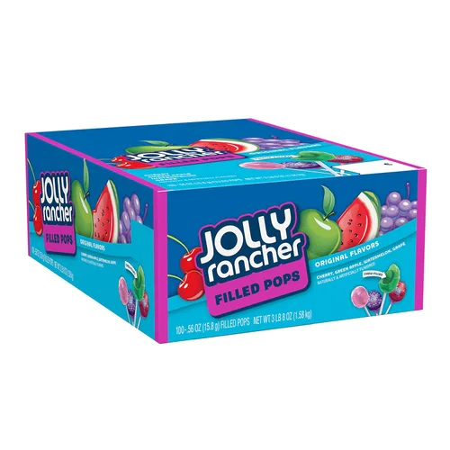 Vista 3 de JOLLY RANCHER Filled Pops Surtidos - Caja de dulces con sabor a fruta variada, 56 onzas (100 piezas)