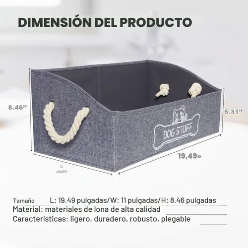 Vista 2 de Vumdua Caja grande de juguetes para perros, contenedor trapezoidal para juguetes para perros con asas, cesta de almacenamiento plegable