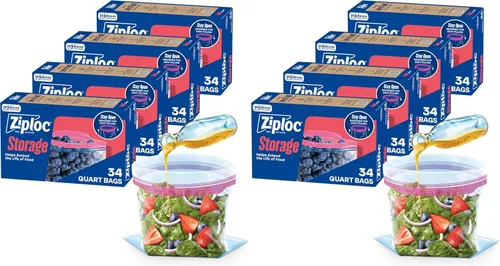 Vista 7 de Bolsas Ziploc de almacenamiento de alimentos Quart, fondo de pie, fáciles de llenar, 29 unidades (el empaque puede variar)