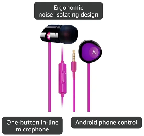 Vista 3 de Creative MA-200 Auriculares intrauditivos con controlador de 0.315 in y micrófono universal (negro/morado)