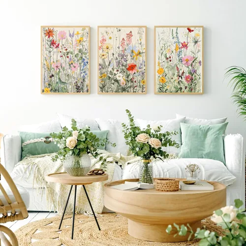 Vista 2 de Kit de pintura por números para adultos con marco de madera, kit de pintura por números de flores silvestres para adultos, kit de pintura acrílica