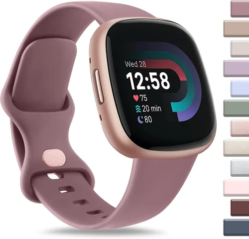 Vista 22 de AK Correa deportiva compatible con Fitbit Sense 2, Versa 4, Versa 3, correas clásicas de silicona suave para reloj inteligente, para mujeres