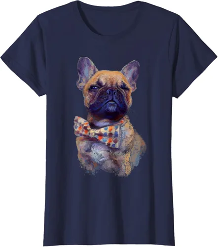 Vista 31 de Camiseta de bulldog francés con estampado realista, artística de bulldog francés, Negro, S
